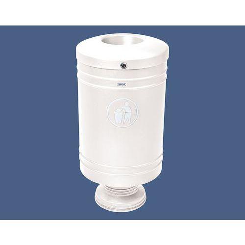 Illustration de : Poubelle Gascogne socle en fonte 60 L - zinc - Procity