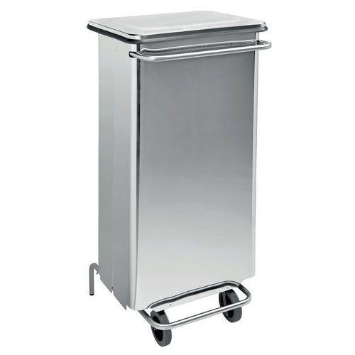 Illustration de : Conteneur mobile à pédale frontale amovible inox 110L - Manutan Expert