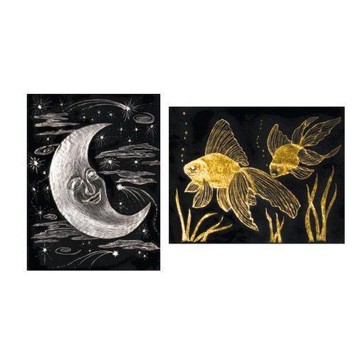 Illustration de : Feuille papier à gratter 15 x 21 cm argent