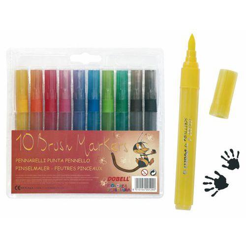 Illustration de : Pochette 10 feutres pinceaux pointe 4.5 mm