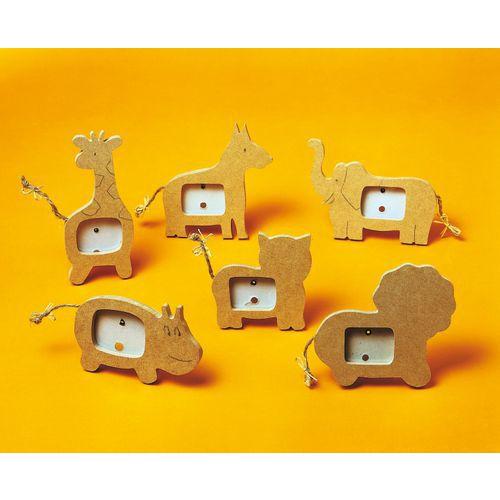 Illustration de : Assortiment 6 mini cadres en médium animaux