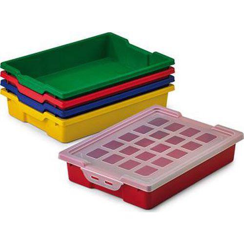 Illustration de : Lot 4 bacs de rangement petit modèle dim. 42 x 31 x 7.3 cm