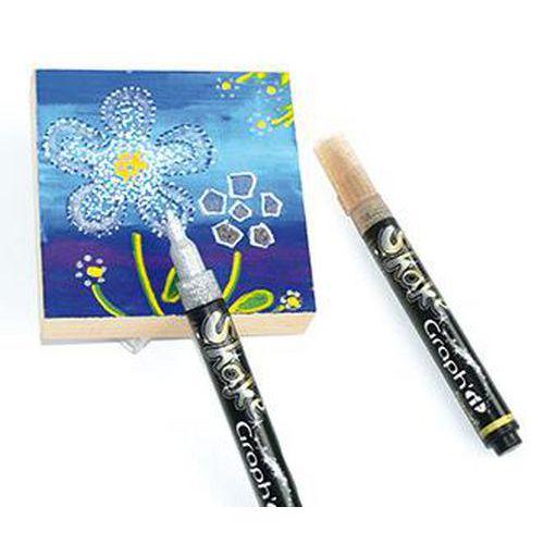 Illustration de : Lot 2 marqueurs pailletes or et argent 3mm