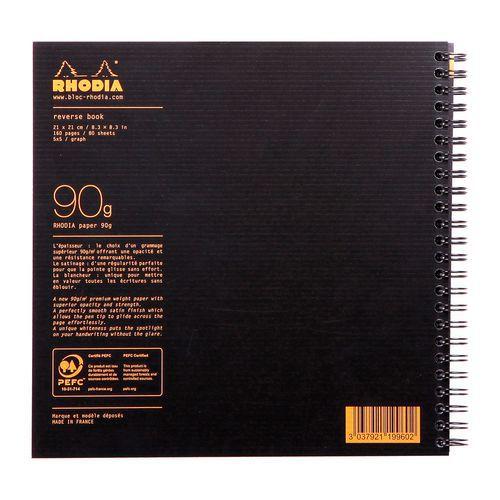 Illustration de : Carnet noir double côté petits carreaux - Rhodia