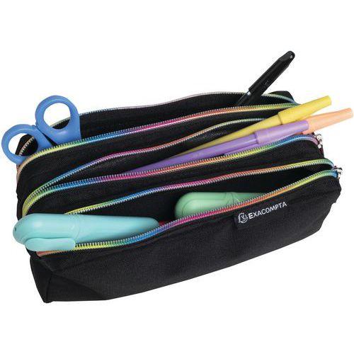 Illustration de : Trousse rectangle 3 compartiments Rainbow - Exacompta