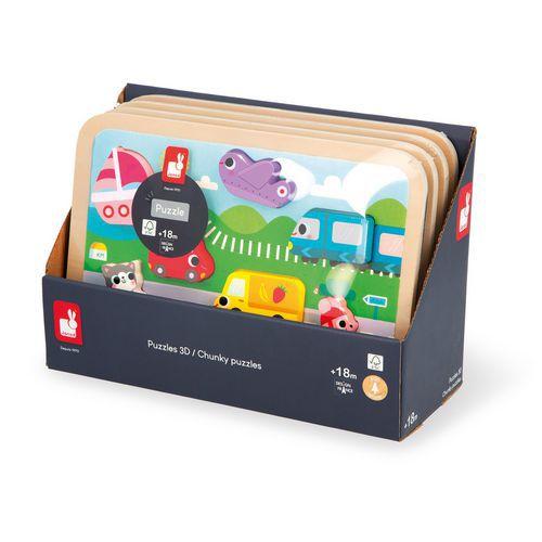 Illustration de : Puzzle véhicules chunky - Janod