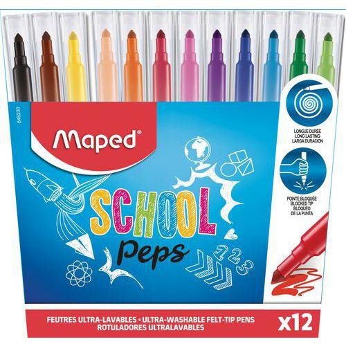 Illustration de : Pochette 12 feutres coloriage school'peps couleurs assorties - Maped