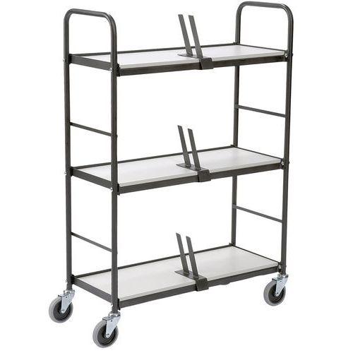 Illustration de : Chariot pour classeurs - 3 plateaux - Capacité 100 kg