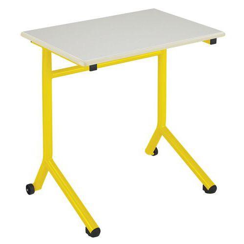 Illustration de : Table Atlas Mobile chants surmoulés Beiges, plateau Beige - Manutan Expert