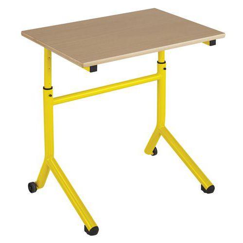 Illustration de : Table Atlas Mobile réglable chants alaisés hêtre - Manutan Expert