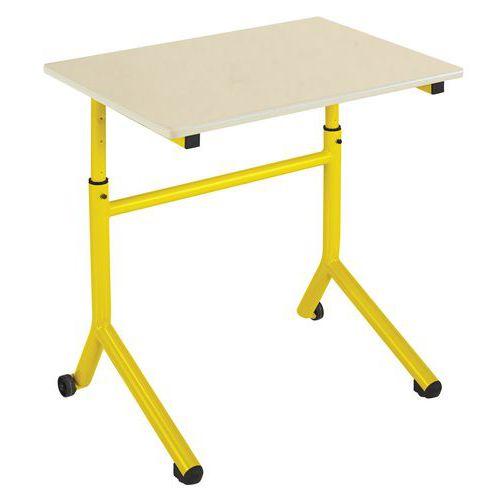 Illustration de : Table Atlas mobile haut. réglable Beige chant surmoulé-Manutan Expert