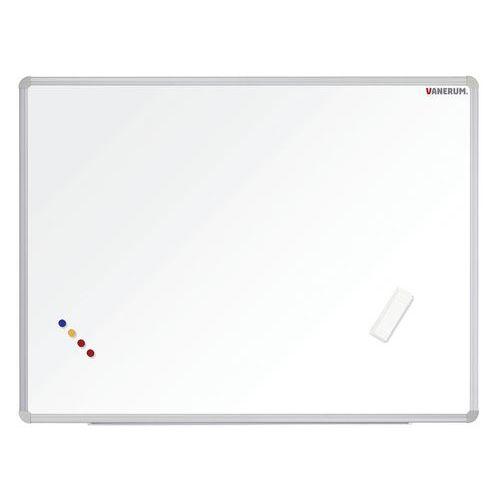 Illustration de : Tableau simple émaillé blanc, cadre aluminium anodisé Vanerum
