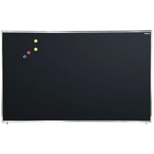 Illustration de : Tableau simple émaillé noir cadre alu strié naturel - Manutan Expert