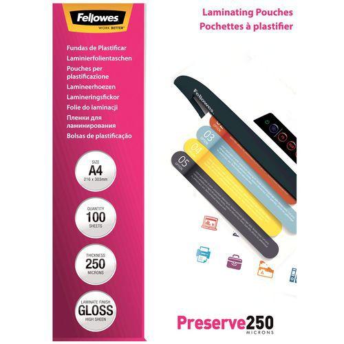 Illustration de : Pochette plastification A4 250µ par face - Fellowes