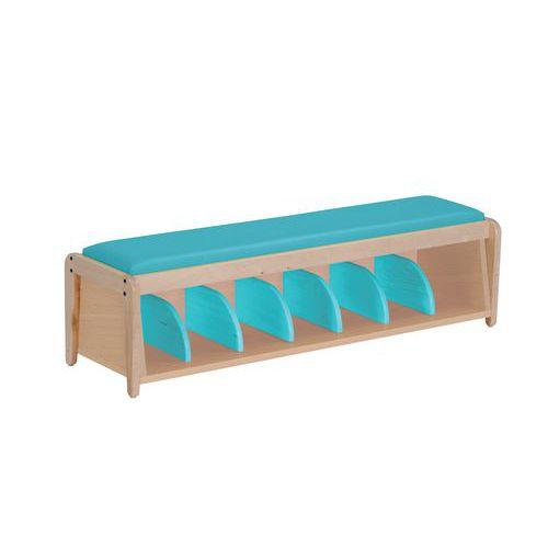 Illustration de : Banc d'accueil Lili avec casiers assise bois
