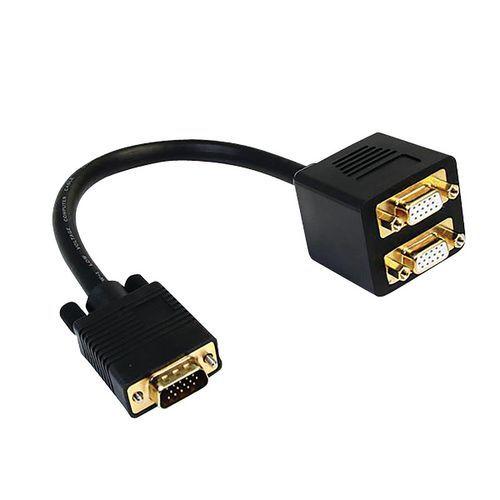 Illustration de : Câble répartiteur vidéo VGA de 30cm-1x VGA (Mâle) vers 2x VGA (Femelle)-Noir