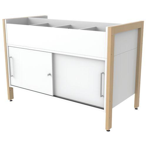 Illustration de : Bac album/BD Ellipse avec stockage - Manutan Expert