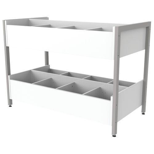 Illustration de : Bac à albums 2 niveaux Ellipse structure tube - Manutan Expert