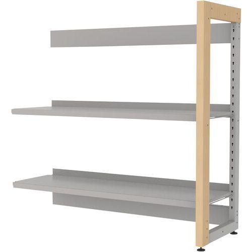 Illustration de : Rayonnage simple face structure bois/métal Ellipse - Manutan Expert