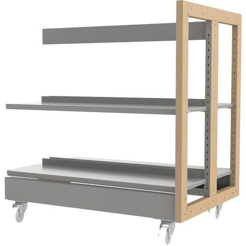 Illustration de : Rayonnage double face sur roulettes structure bois Ellipse - Manutan Expert