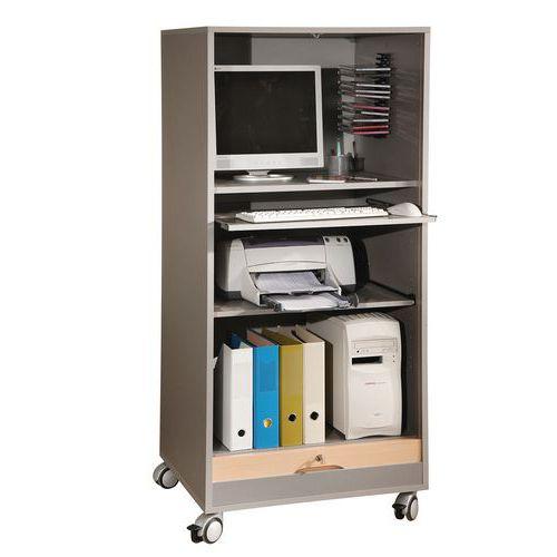 Illustration de : Armoire multimédia mobile à rideaux coloris alu/hêtre Simmob