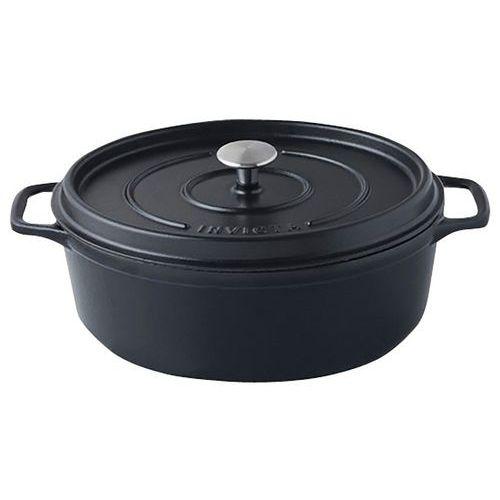 Illustration de : Cocotte en fonte ovale 27 cm -INVICTA- Noire