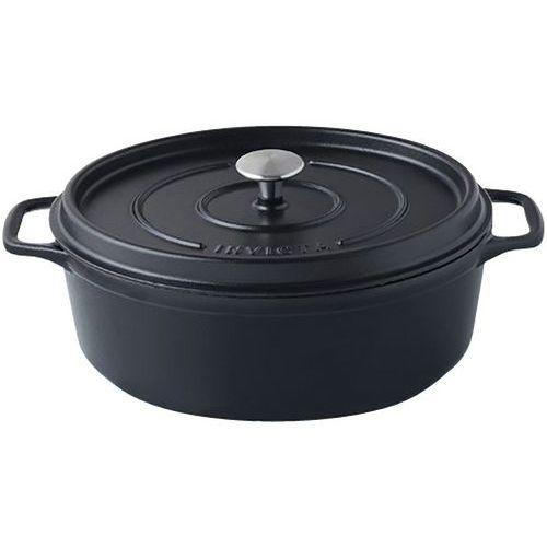Illustration de : Cocotte en fonte ovale 29 cm -INVICTA- Noire