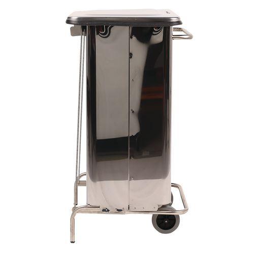 Illustration de : Conteneur mobile à pédale anti-feu inox brillant 70 L - Manutan Expert