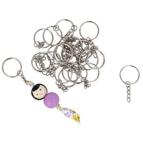 Illustration de : Lot 24 porte-clés double tour métallique argenté Ø25 - Innspiro