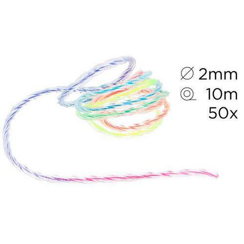 Illustration de : 50 fils scoubidous Twist, couleurs fluo 100cm Ø2mm - Innspiro