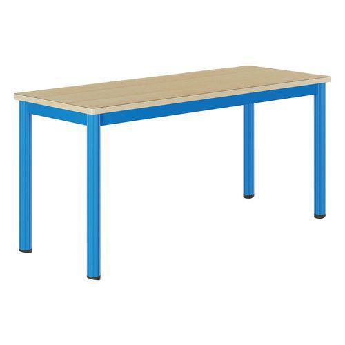 Illustration de : Table Carélie mobile 130x50 cm strat. hêtre chants alaisés - Mobidecor