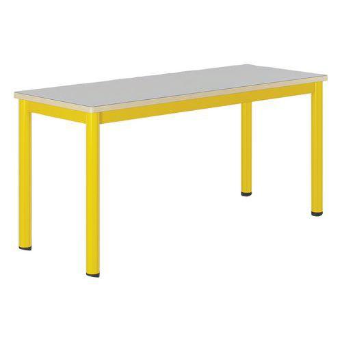 Illustration de : Table Carélie mobile 130x50 cm strat. gris chants alaisés - Mobidecor