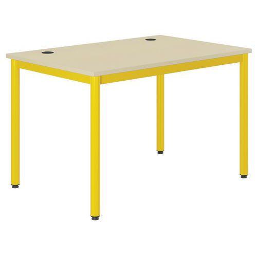 Illustration de : Table Info prof 80 cm T6 passe câble méla. chants polypro - Mobidecor