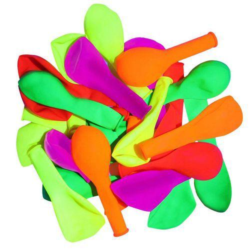 Illustration de : Sachet de 25 ballons baudruche fluos Ø22 cm