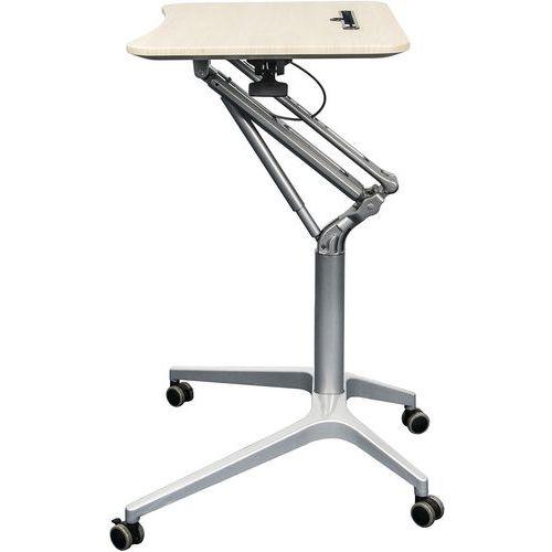 Illustration de : Mini bureau avec plateau ajustable sur roulettes