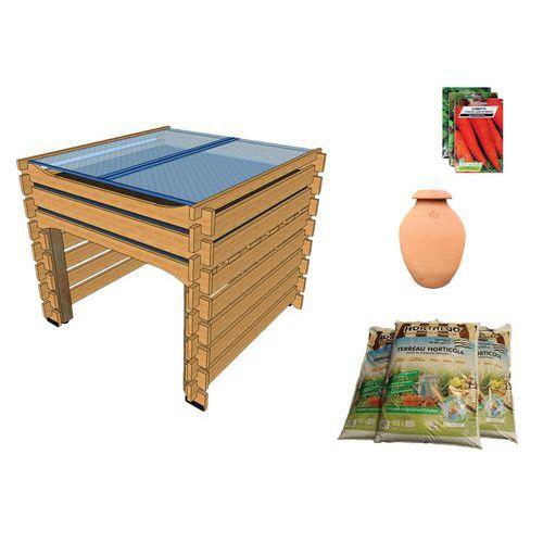 Illustration de : Pack complet : potager haut PMR Carre Serre