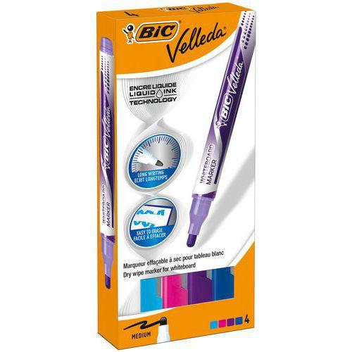 Illustration de : Pochette x 4 feutres liquid ink pocket assortis - Bic