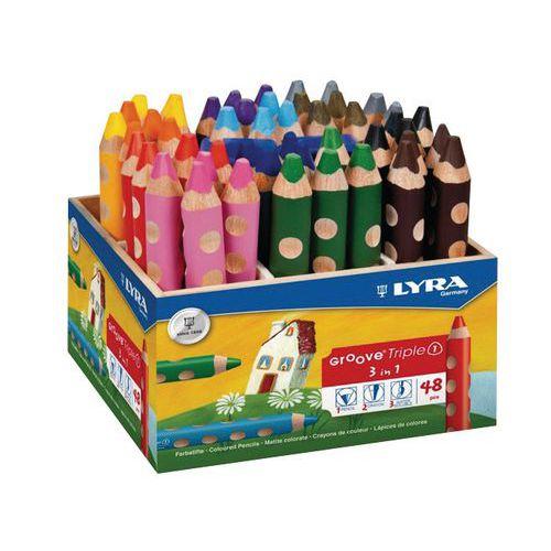 Illustration de : Schoolpack 48 crayons couleur groove triple one+2 taille-crayon - Lyra