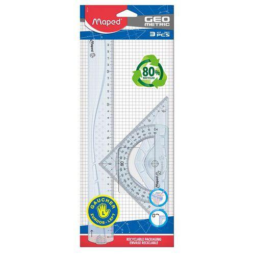 Illustration de : Kit de traçage geometric 80% recyclé gaucher - Maped