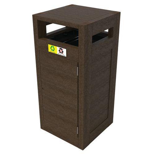 Illustration de : Poubelle Canopée tri 2x60L p. pluie p. sac plast recyclé Espace Urbain