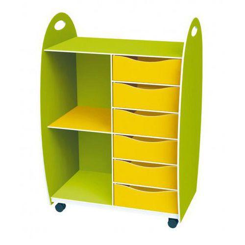 Illustration de : Bac de rangement 1 étagère / 6 tiroirs - Paperflow