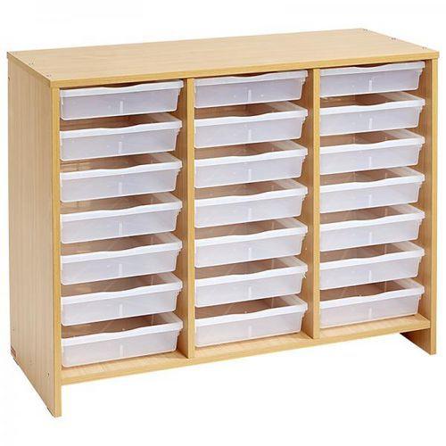 Illustration de : Meuble bas teinte hêtre 21 bacs incolores - Nathan