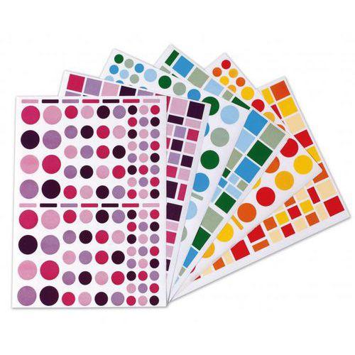 Illustration de : Pochette 60 feuilles gommettes rond + carré repositionnables - Apli