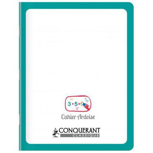 Illustration de : Cahier ardoise 24x32 seyes couverture carte effaçable - Conquerant
