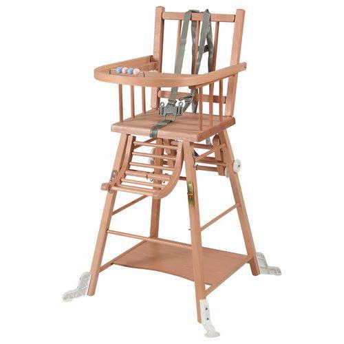 Illustration de : Chaise haute traditionnelle MARCEL transformable - Combelle