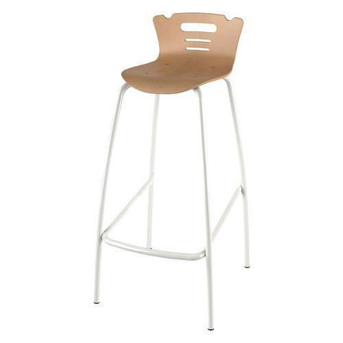 Illustration de : Tabouret 4 pieds hauteur 80 cm coque Coraly bois naturel Mobidecor
