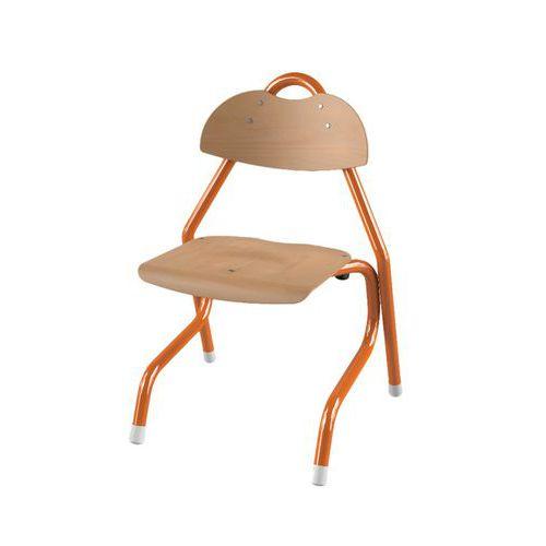 Illustration de : Chaise Tempo AST coque bois naturel piètement alu Mobidecor
