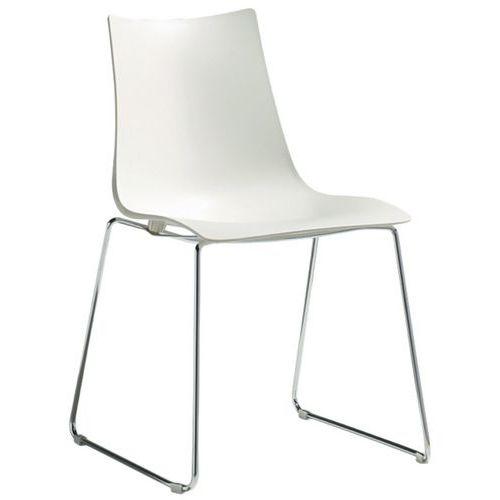 Illustration de : Chaises Zebra piètement traîneau peint ou chromé lot de 2 S-CAB