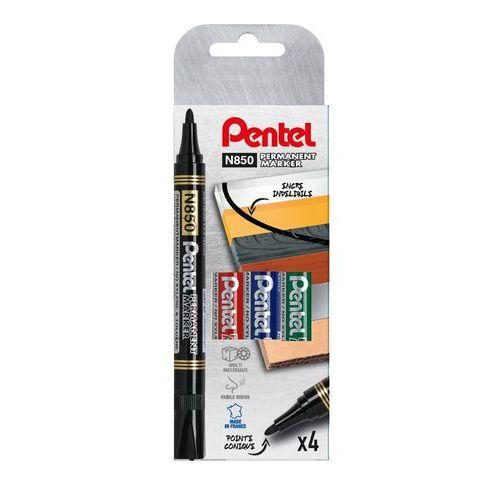 Illustration de : Etui 4 marqueurs pointe ogive n850 - Pentel