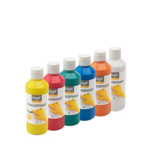 Illustration de : Assortiment 6 flacons 250 ml gouache aux doigts - Creall